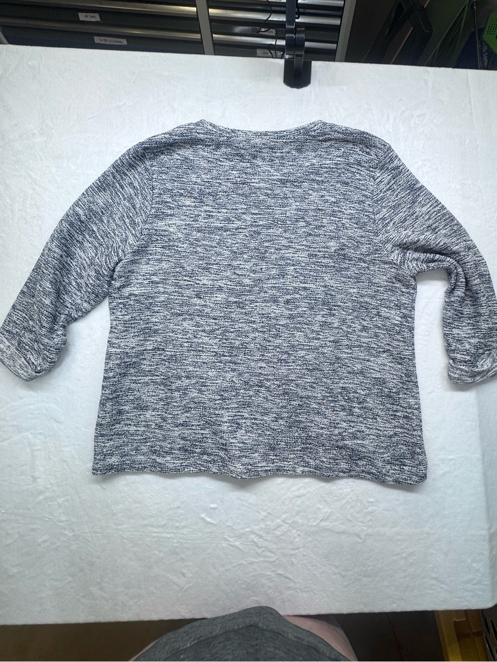Chico’s Size 3 Gray Marled Knit Sweater Top 3/4 Sleeve Relaxed Fit - Picture 11 of 11